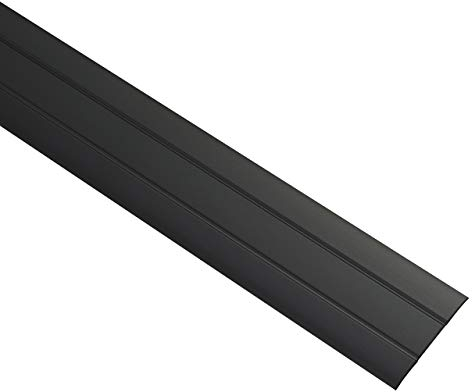 ALPENSTAHL Seuil de Porte Barre Autocollant | Longueur 200 cm, Largeur 37 mm | 1 Pièce - Profil Transition Sol | Aluminium Noir | Rail de sol plat pour planchers, stratifiés etc. | Moulure à coller