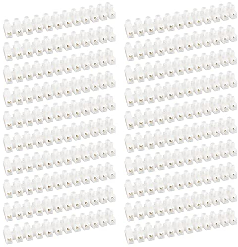 Iyowei 20 Pack Clear Electrical Terminal Blocks, 10A 12 Position Wire Connector Electrical Connector Blocks Dual Rows Screw Terminal Strip Connector for Lamps,Household Appliances, LED Strip Light