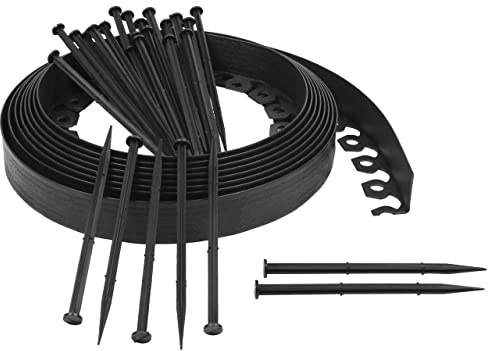 Bordure de Jardin Noire 55 mm + ancrages (20 m, Black)