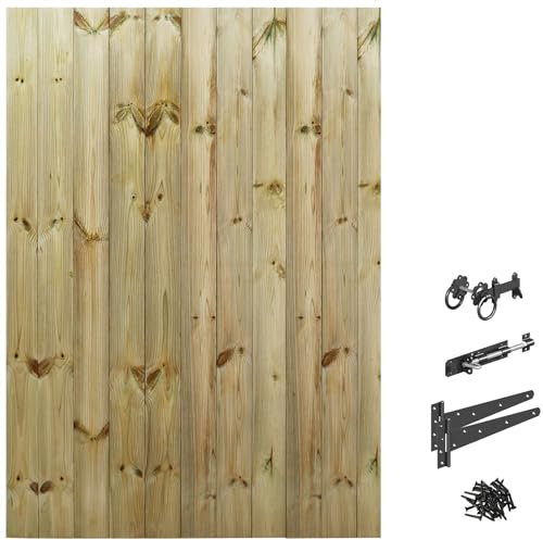 Made2Measure Bespoke Custom Widths: Between 105CM to 120CM By upto 6ft (180cm High) Tongue & Groove Semi-Braced Flat Top Pathway Garden Pedestrian Gate Hinge Pack Option Removed