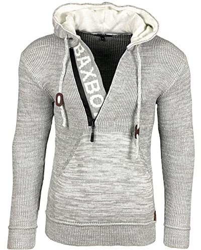 Subliminal Mode Pull Homme en Maille à Capuche Col Zippé - Style Basique - Pull Grosse Maille - Pull Over Tricoté Hiver Manches Longues - Idée Cadeau BX277