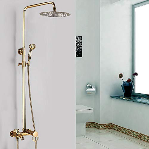 Duschsystem Thermostat Duschgarnitur, Rund Duscharmatur Duschpaneel mit Regendusche und Handbrause Thermostat Duschset Bad Duschsäule