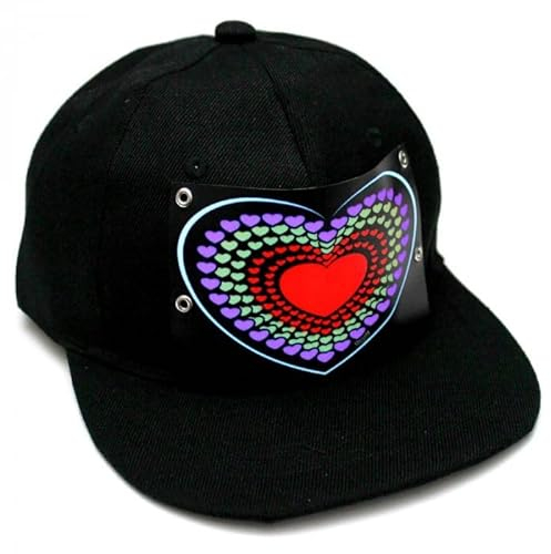 Ucult Leuchtende Herz Snapback Cap I Leuchtende Partymütze mit 5 Leuchtoptionen I Muttertagsgeschenk I Festivaloutfit I Schlagerparty Mütze