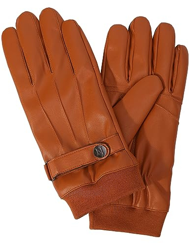 NOVBJECT Herren Lederhandschuhe Winter Full Hand Touchscreen Leder Fahren Klassische Warm Kaschmir Futter Outdoor Handschuhe