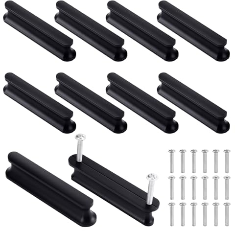 Kyrio Stangengriff Möbelgriffe Schrankgriffe Möbelgriff Küchengriff Schrankgriffe Schubladengriffe Kleiderschrank Griffe Schubladengriffe für Schublade Schrank Möbel Küche (schwarz x10, 8cm)