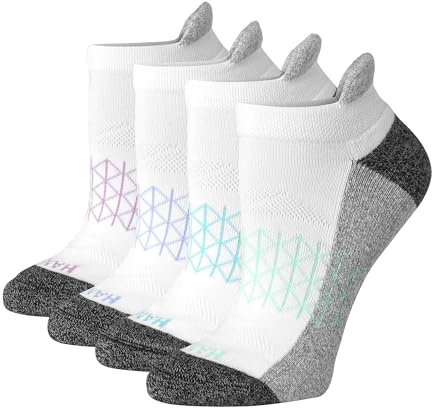 Hanes Women's Cushioned No Show Tab Socks, Absolute Active No Show Socks, Extended Sizes, 4-Pairs