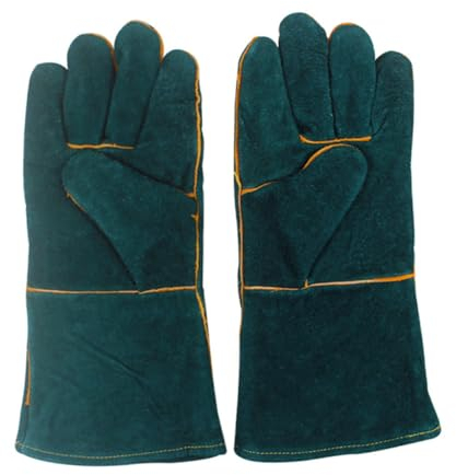 Angoily Bissfeste Schutzhandschuhe zum Schutz vor Bissen Grüne Handschuhe aus Leder und Stoff Komfortabel zum Umgang mit Haustieren und Reptilien