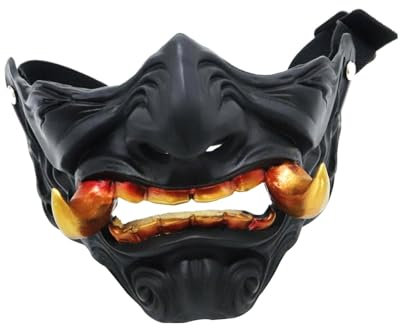 Baoblaze Samurai-Maske, Kunstharz-Maske, gruselige Verkleidung, Dekoration, Make-up-Requisiten für Jungen und Mädchen, Karnevalsmaske, halbe Gesichtsmaske,