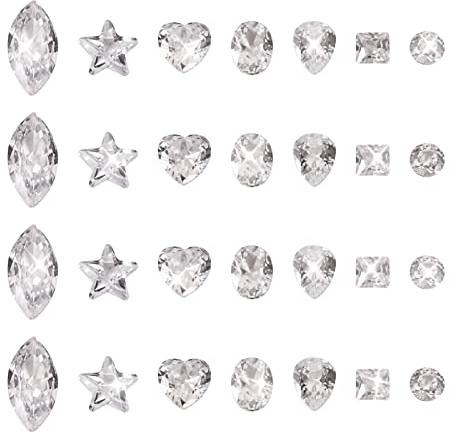 Bestewelry Zirkonia-Stein-Cabochons, facettierte, spitze Rückseite, Cabochons für Schmuckherstellung, Verzierung
