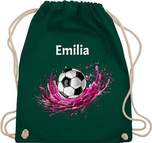 Turnbeutel Rucksack - Fußball Fußballfan Fußballbegeistertes Fußballliebender Mädchen mit Name - Unisize - Dunkelgrün - kinder stoffbeutel kindergarten geschenke+für+fußballfans sportbeutel