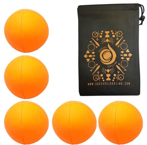 5 x Pro 115g Cascade Neon Classic Thud Juggling Balls & Bag - Set of 5 Juggling Balls (Orange)