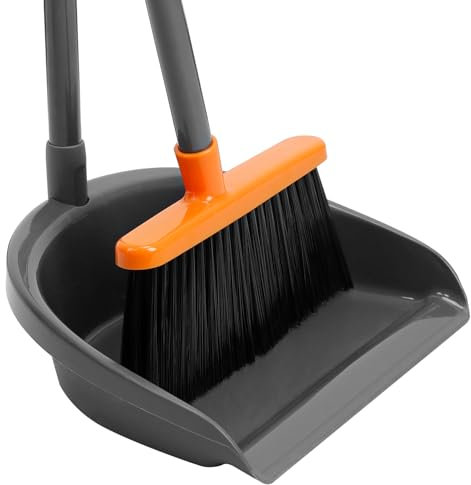 Long Handle Broom with Dustpan Combo Set for Office Home Kitchen Lobby Floor Cleaning Broom Dustpan for Indoor&Outdoor Sweeping