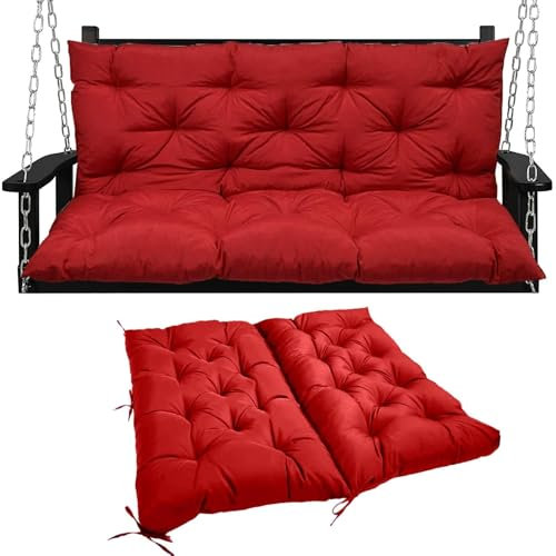 Outdoor-Schaukel-Sitzkissen, 2-Sitzer, 3-Sitzer-Bankpolster mit Rückenlehne, wasserdicht, Garten-Liegestuhl, Sofakissen, Rot, 101,6 x 101,6 cm