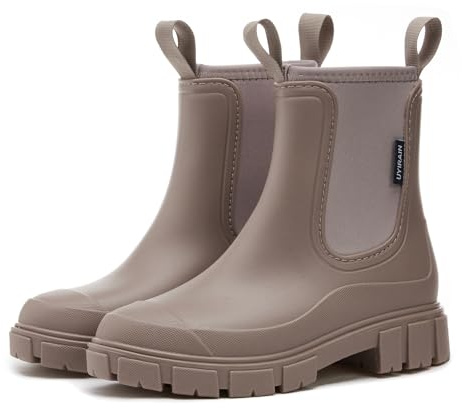 SmoothPace Stivali Pioggia Donna Impermeabile Antiscivolo Stivaletti di Gomma Leggere Comode Boots Antipioggia Moda Stivali Giardinaggio Brown 38EU