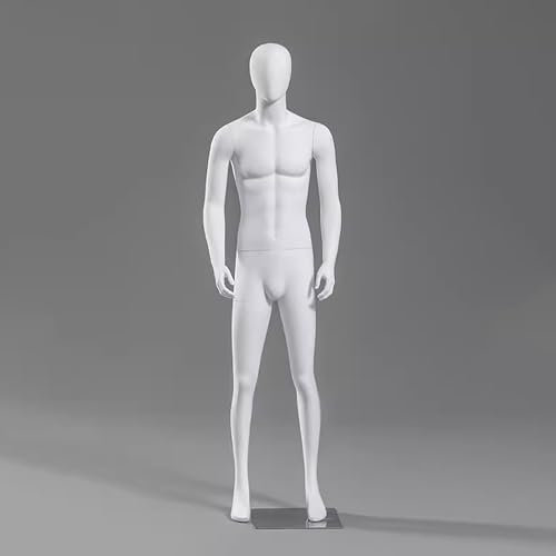 OWOHYG Schaufensterpuppe Torso Kleiderpuppe Gliederpuppe Körper Weiß Männliche Schaufensterpuppe Ganzkörper Mit Ständer Und Kopf Vertikal Erwachsene Männer Dummy Torso Zum Ausst