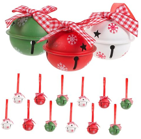 Garneck 12stücke Weihnachtsglocken Schleifen Dekoration Metall Bastelmaterial Christbaumschmuck Hängedeko Weihnachtsdeko für Selbermachen