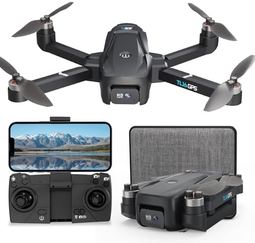 Toladrone Drone avec Caméra 4K Drones GPS pour Adultes Retour Automatique Transmission WiFi 5G Suivez-moi Moteur sans Balais, Quadricoptère Pliable pour Débutants, TL16GPS