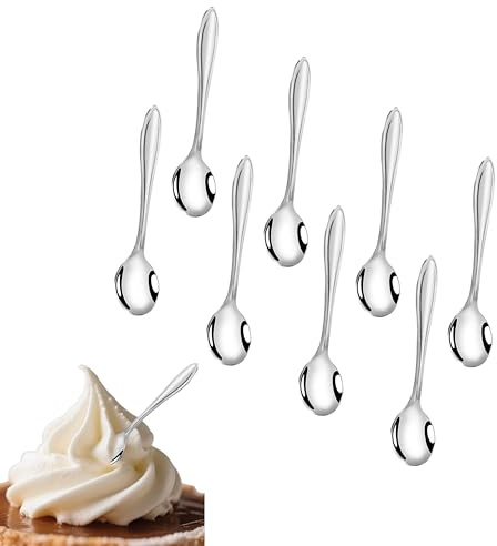 8 Pcs Mini Stainless Steel Spoons Set - Multi-use Salt Spoon Tea Spoons Coffee Spoon Ice Cream Spoon for Spice Jars Coffee/Tea/Dessert