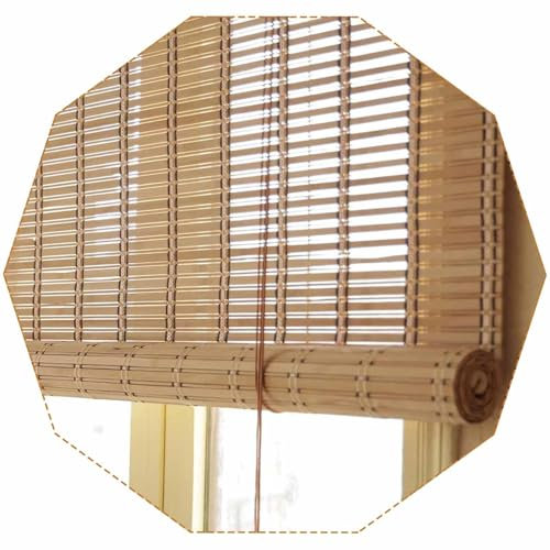 DZHTUF Retro Bambus Rollos, Anpassbare 45-175cm Breite Natürliche Bambusrollo, Verdunkelungsrollos Für Innenfenster, Dekorative Sonnenschirme,Carbonized Color