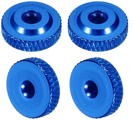 MECCANIXITY 4 Pcs Knurled Thumb Nuts, M3 x 12 mm x 4 mm Female Shoulder Aluminum Flat Through Hole Lock Adjusting Nuts Handle Knob Fasteners for 3D Printer Parts, Machine, DIY, Blue
