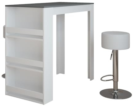 Vicco Bartisch-Set Repose, Weiß/Anthrazit, 57 x 117 cm | mit 2 Barhockern, als Stehtisch nutzbar für Küche oder Essbereich