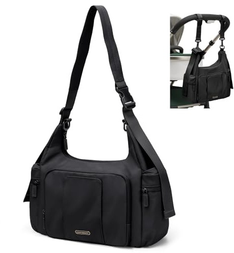GOLF QUALITY Babyskötväska, stor blöjväska för resor blöjväska, skötmatta multifunktionell ledig babyväska, reseblöjväska för mamma och pappa, svart, 14L