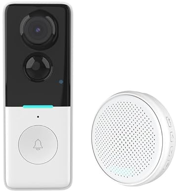 Wireless Doorbell with Camera, Wireless Doorbell WiFi Video Doorbell Outdoor Waterproof IP65 720P with PIR Detection Night Vision Easy Installation Compatible with Tuya Smart App, 2.4 GHz