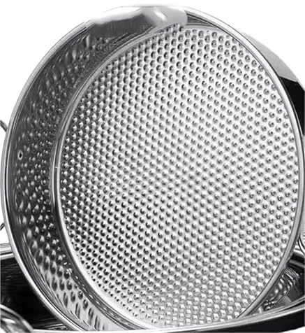 LOVSSU Bandeja redonda de acero inoxidable for almacenar frutas y alimentos, plato hondo con asa, moldes for pasteles y pan, fuente for hornear(Scale bottom no ear,22cm)