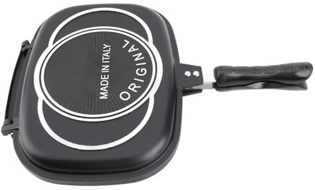 Aramox Poêle Grill Double Face 32Cm avec Aluminium Antiadhésif et Fonction Cuisson Sous Pression pour Types de Cuisinières