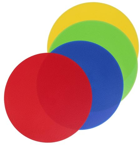 Mikikit 4 Piezas Marcadores Planos Redondos Antideslizantes para Entrenamiento de Agilidad Discos PVC para Fútbol Baloncesto y Velocidad Puntos Apilables para Campo Exterior
