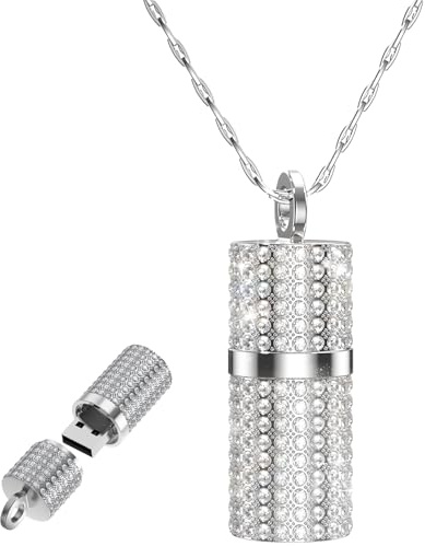 FEBNISCTE - Pendrive Divertida 16 GB con Diseño de Lápiz Labial, Memoria USB 2.0 Flash Drive 16 GB,Unidad de Datos de Metal Plateado con Caja de Regalo