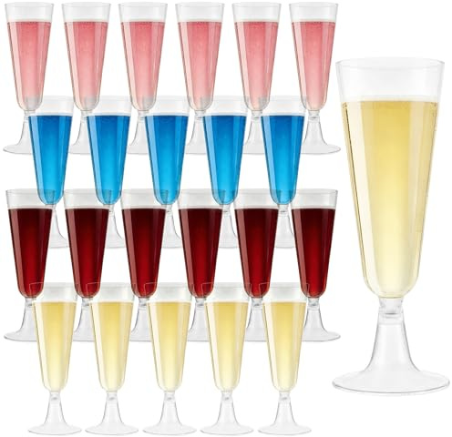 WYIPOLZI Champagne Flutes, 50-Pack Crystal Clear Disposable Plastic Champagne Glasses, 150ml for Wedding & Party