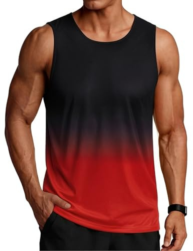 PINSPARK Camiseta de tirantes para hombre, sin mangas, camiseta de entrenamiento, verano, exterior, camiseta funcional, rojo, XL