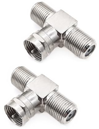 JZK Répartiteur T Type F à 3 Voies, Adaptateur répartiteur coaxial TV Satellite F mâle vers Double Femelle, combinateur d'antenne TV 75 ohms pour décodeur câble, Modem, récepteur Satellite