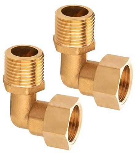 2 raccordi in ottone a 90 gradi da 1,3 cm maschio a femmina per riscaldamento centralizzato per irrigatori e sistemi di riscaldamento, adattatore idraulico
