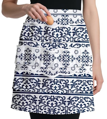 CUTHOLLOW 18 Deep Pockets Egg Collecting Apron for Adlut, Women, Housewife, Hen Egg Gathering Holding Apron with Elastic Closures for Farmhouse, Kitchen, Restaurant