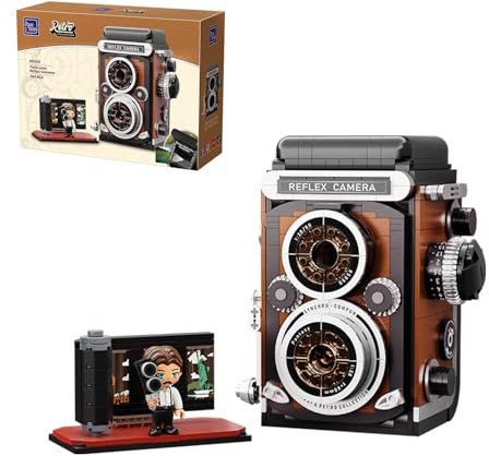 PANTASY Retro Camera Building Set, Classic Twin-Lens Reflex Camera Model with Interactive Features, Vintage Photography Collectible Display Model Kit for Adults