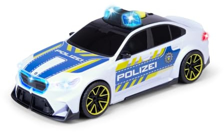 Dickie Toys – BMW M5 polis 26 cm, polisbil leksak för barn från 3 år, utomhusfordon med ljus och ljud, 1:18 leksaksbil med blått ljus, Try Me-funktion