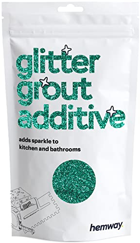 Hemway Glitter Grout Additive - Turquoise Blue | 100g Metallic Flakes for Adding Sparkle to Old & New Kitchen & Bathroom Tiles | Enhance Your Indoor Grouting Projects with a Durable Sparkly Effect