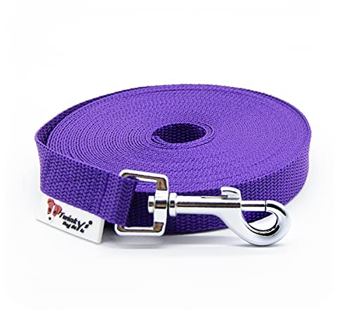 Twinkys Dog Style Hundeleine Schleppleine OHNE Handschlaufe Lila 20 Meter 20 mm breit für Hunde bis 50 kg Made IN Germany