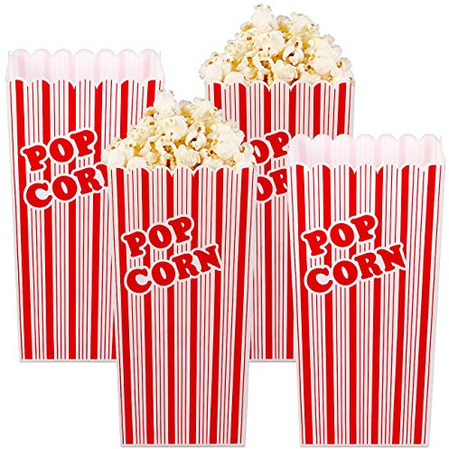 infactory Popcornbecher: 4er-Set Wiederverwendbare Popcorn-Boxen, 2 Liter, rot-weiß gestreift (Popcorn Becher wiederverwendbar, Snack-Becher, Teller)