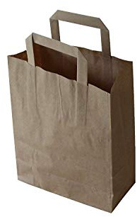 PGV Papiertragetaschen mit Flachhenkel BRAUN - Verschiedene Größen und Mengen 22 + 10 x 28 cm (100 Stück)