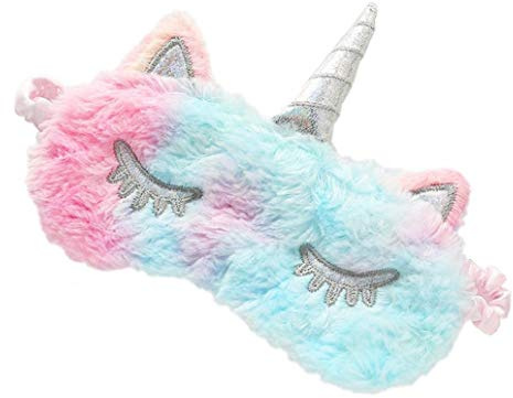 Aisoway Unicorn Schlafmaske weicher Plüsch Blindfold eyeshade für Jugendliche Mädchen-Frauen-Nachtschlaf