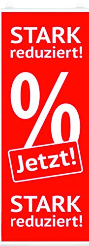 Banner Plakate Langbahn für Sale und Rabattaktionen - 48 x 138 cm für Schaufenster und Wände - auch mit Klemmschiene zum Aufhängen (Stark Reduziert, Mit Klemmschiene)