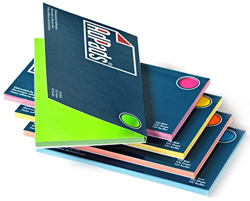 AdPads® elektrostatisch selbstklebende Moderationskarten | 175 x 100mm, 500 Blatt, Set Bunt | Große Static Sticky Notes | Beweglich und verschiebbar auf jeder Oberfläche