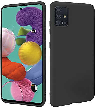 HSP Hülle für Samsung Galaxy A51, Silikon Handyhülle, Dünn Case, Schwarz | Kameraschutz, matt, passgenaue Aussparungen, erhöhte Ränder, Handy Schutzhülle, Silikonhülle, Phone Cover, Silicone