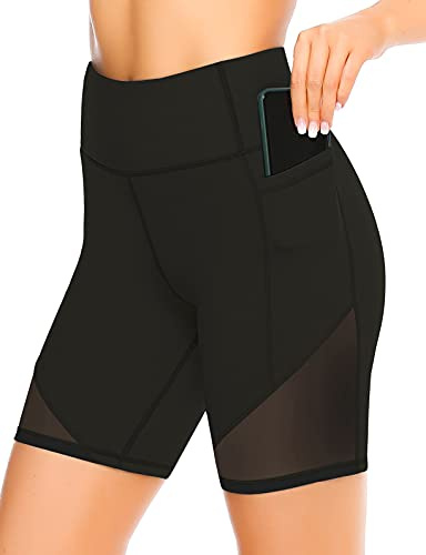 JOYSPELS Kurze Sporthose Damen mit Mesh - Atmungsaktive Radlerhose Kurz Leggings für Sport Alltag Sommer