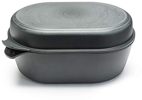 Aluguss Bräter mit Deckel, backofenfest bis 280 °C, Antihaft beschichtet, Induktion, Made in Germany, für alle Herdarten; (41x28x21 cm LxBxH)