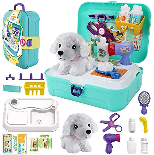 STAY GENT Tierarzt Spielzeug Arztkoffer Kinder, Arzt Rollenspiel für Füttern und Pflegen von Plüschhunden Rucksack Rollenspiels Lerngeschenke Spielset Geschenke für Jungen Mädchen 3-7 Jahren