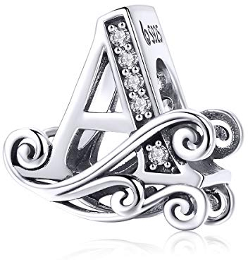TIZU Buchstaben A Charms 925 Sterling Silber Damen&Mädchen Alphabet Charm Anhänger für Europäische Armbänder